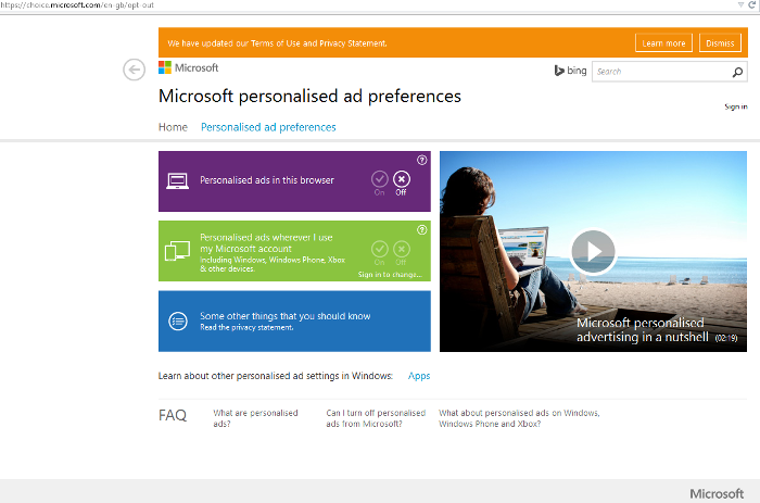 Windows 10 Privacay Ads